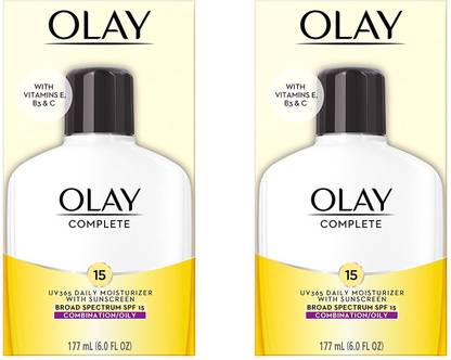 OLAY Sunscreen - SPF 50 Complete All Day Moisturizer With Sunscreen Broad Spectrum SPF 15 - Combination/Oily 6.0 Fl Oz (Pack of 2)