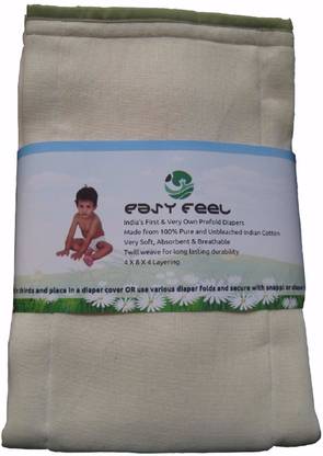 Easy Feel 100% Unbleached Cotton Prefold Cloth Diapers - Premium Size (Pack of 6)