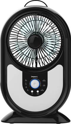 IMPEX Solar Rechargeable Fan (BREEZE D2) with 40 PCS LED Light 8 Level Rotating Speed Mode 7 mm 3 Blade Table Fan