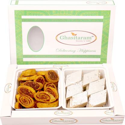 Ghasitaram Gifts Bhakar Wadi and Kaju Katli Hamper Combo
