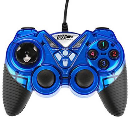 M MOD CON Blue Double Shock Controller Gaming Joystick USB Remote  Gamepad