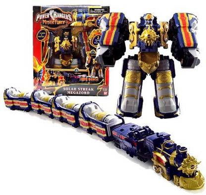 Generic Bandai Year 2006 Power Rangers Mystic Force 10 Inch Tall Electronic Zord Action Figure - SOLAR STREAK MEGAZORD with Lights and Sounds, 2 Modes to Play (Zord Mode and Train Mode) Plus Exclusive Poster