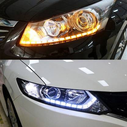Autosky Flexible Crytal WaterTelescopic Steering LED DRL Daytime Running Light Turn Signal Flow Car Styling Lamp Car Fancy Lights