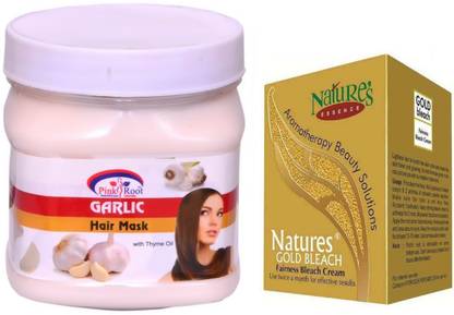 PINKROOT Garlic Hair Mask 500ml, Nature's Essence Gold Bleach 43g