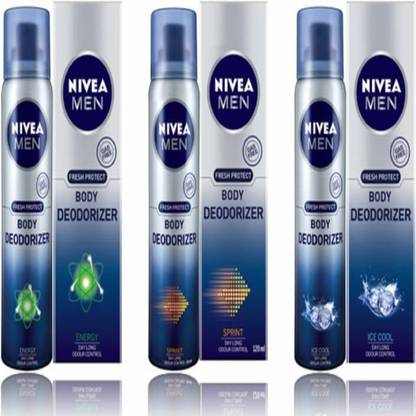 NIVEA MEN BODY DEODORIZER LONG LASTING 120ML+120ML+120ML PACK OF 3 PC Deodorant Spray  -  For Men