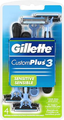 Gillette CustomPlus 3 Sensitive Disposable Razor, Men