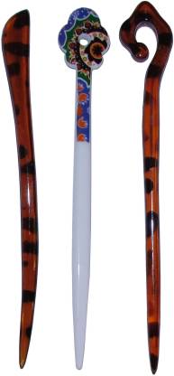 MAHAMIKI Combo of Multi Color Juda Sticks Bun Stick