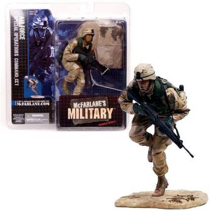 Generic McFarlane's Year 2005 Military "Series Debut" 6 Inch Tall Soldier Action Figure - AIR FORCE SPECIAL OPERATIONS COMMAND, CCT (Combat Control Teams) with Desert Combat Loadout, M4A1 Assault Rifle and Custom Base (Hispanic Version)