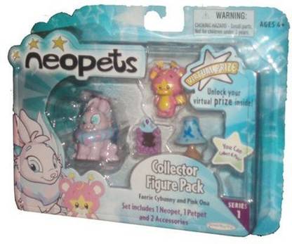 Generic Neopets Collector Figure Pack series 1 : Faerie Cybunny and Pink Ona
