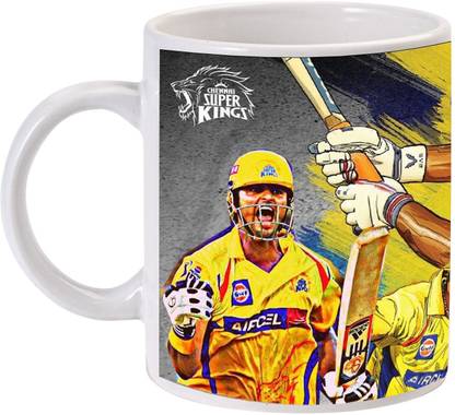 MUGKIN Chennai super kings ( Csk ) - Ms Dhoni, Suresh Raina and Dwayne Bravo Ceramic Coffee Mug
