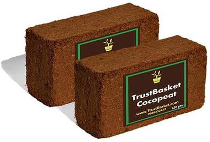 TrustBasket Coco Peat Block (Set Of Two 650grm Blocks)-Expands To 16 Liters Of Powder Manure