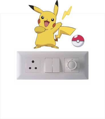 indra graphics 58.42 cm Indra Graphic PVC Vinyl Pokemon Switch Board Stickers (Size -Height 12.7 Cm X Width 11Cm,Set Of 1) Color - Multicolor Self Adhesive Sticker