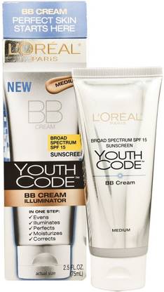 L'Oréal Paris Sunscreen - SPF 50 PA+ New Youth Code BB Cream Illuminator Sunscreen (75ml)