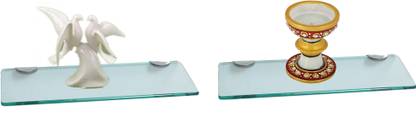 TCARTS TC Arts Crystal Clear wall Shelf A Set of 2 with dandy Shining edge -8 CMX6 CM X0.8 CM Glass Wall Shelf