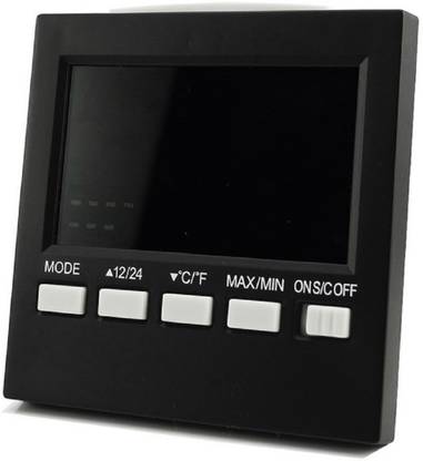 Tuelip Digital Color Screen Calendar w/ Alarm, Hygrometer, Thermometer - Black Clock