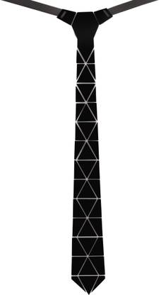 PELUCHE Luxe Trend Black Colored Acrylic Hex Solid Men Tie
