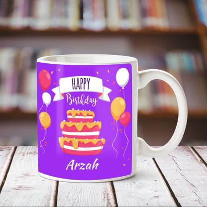 HUPPME Happy Birthday Arzah White ceramic mug Ceramic Coffee Mug