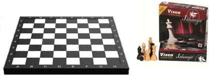 Vixen Best Combo of two - one Wooden chess board and extra one box of very good quality Jahangir chess coins (Golden & Black)- Strategy & War Board Game