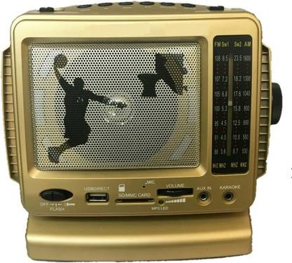 CRETO tv shape fm radio suppor, usb pendrive, aux in, memory card , radio record, karaoke support side torch light, flash light FM Radio