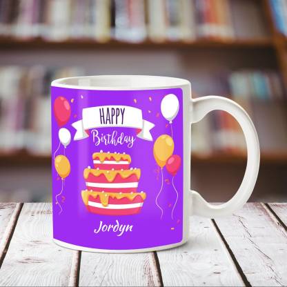 HUPPME Happy Birthday Jordyn White ceramic mug Ceramic Coffee Mug