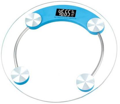 Manogyam Round 8 Mm Thick Tempered Glass Electronic Weighing Digital Scale With Led Light Display And Battery Indicator Weighing Scale