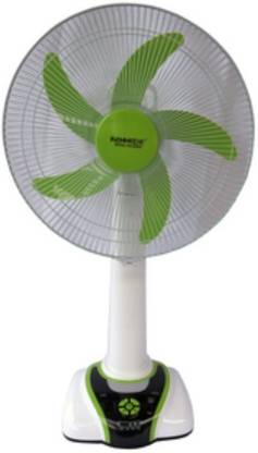 Gadget-Wagon 16" Rechargeable AC DC Pedestal fan 4 - 6 hours back up with LED light | 5V USB output-powerbank function| oscillation and 9 speed control for home and office with battery back up 4-6 Hours during power cut 1400 mm 5 Blade Pedestal Fan
