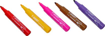Vardhman Premium Fabric Markers , 5 Rich Pigment Fine Permanent Graffiti Marker Pens - Child Safe & Non Toxic - For Art Writing on Bags, Shoes, T-shirts & Other Fabric Paint Materials