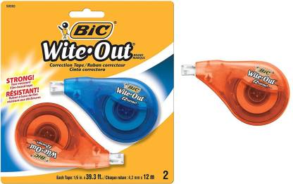 BiC America Wite Out 4.2 mm Correction Tape Pack of 2 - Orange & Blue