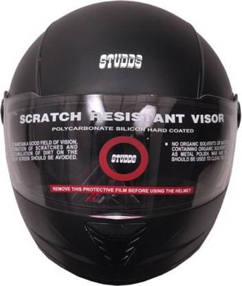 STUDDS Professional Motorbike Helmet XL (Black With Black Strips) Motorbike Helmet