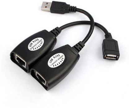 AlexVyan USB (Male)To RJ45 + USB (Female) USB over Cat5/5e/6 Extension Adapter RJ45 -Up to 150ft Length USB Lan Extender USB to RJ45 LAN Prolong Cable Extender Extension Adapter (Boost Up to 150 feet) CCB-5249 Media Streaming Device