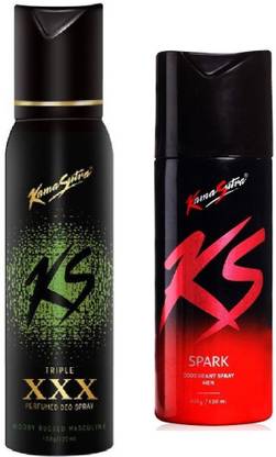 Kamasutra KS Double XXX perfume with Spark Deodorant Set of 2 Deodorant Spray   Perfume Body Spray  -  For Men