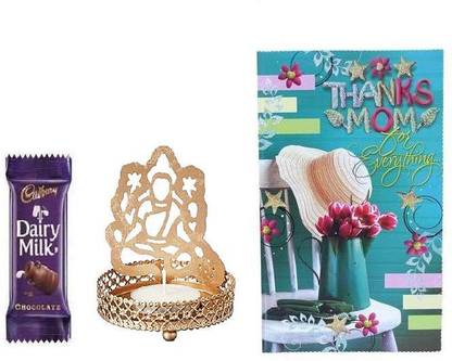 Indigo Creatives Mothers Day Greeting Card with Godess Lakshmi theme Shadow Lamp & Chocolate Gift Set Paper Gift Box