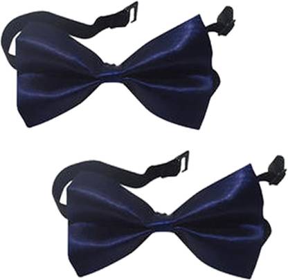 Qtsy Navy blue Bow Solid Men Tie