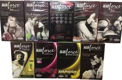 MANFORCE New Honeymoon Pack with exclusive Litchi Flavor Condom (Set of 9, 90S) Condom