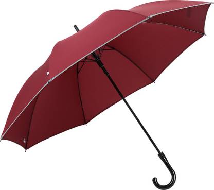 HOSHI RUBY RED AUTO OPEN REFLECTIVE STRIPE IN GREY UMBRELLA Umbrella