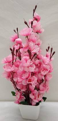 KAYKON Home Decor Designer Decorative Flower Vase for Office Desk Pink Orchids Artificial Flower  with Pot