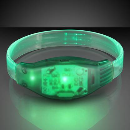 Xydrozen ® Shamrock - Light Up Green Sound Activated LED Bracelet LED Front Light