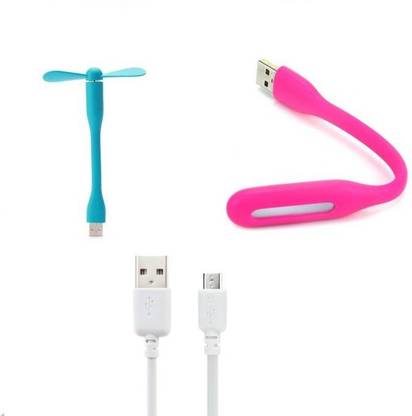 teckcel Combo Of Usb Fan, Data Cable , Usb Light USB Cable, USB Fan