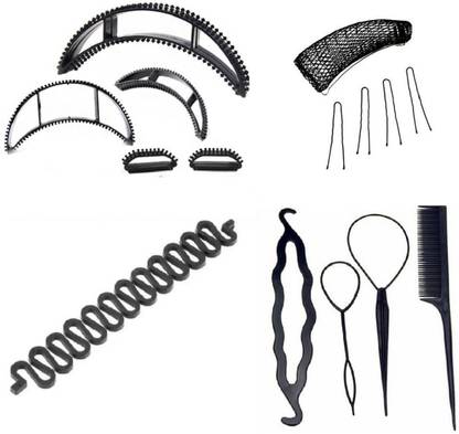 Artifice Set of 4 French Twist Magic Puff Braid Bun Maker Bumpit Hair Accessory Set