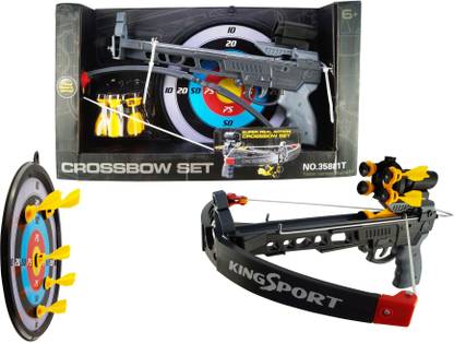 WISHKEY Super Real Action Crossbow Pistol Gun Set with 5 Suction Darts,Target Board Shooting Game Toy For Kids Bows & Arrows