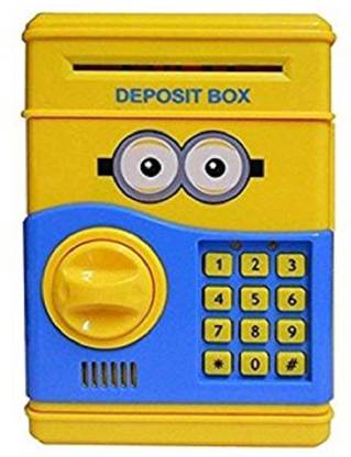 KGN Electronic Piggy Bank Password Lock Money Safe for Coins and Notes Collecting (YELLOW) Coin Bank