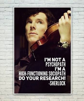 Posterskart Sherlock Holmes "I am not a psychopath" Quote Poster Paper Print