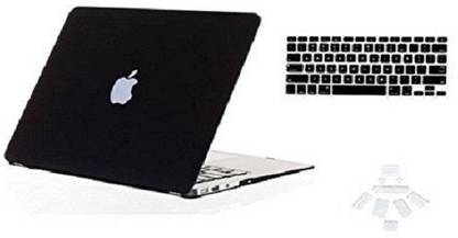 Midkart Smooth Matte Jet Black for MacBook Air 13" 13.3 Inches Model A1369 / A1466 With Logo Cut, Silicon Keyboard & Dust Plugs Hard Shell Rubberized Finish Case Cover Combo Set