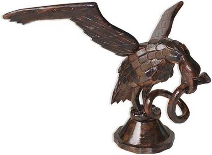 DESI KARIGAR Handicrafts Wooden Eagle Holding A Snake Decorative Showpiece  -  40 cm