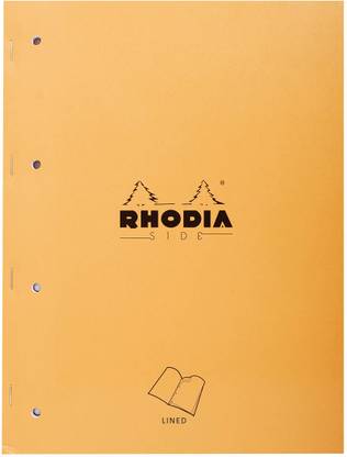 RHODIA 118014C Basics Punched Stapled Orange Line Ruled Notepad - A4 - 297 mm x 223 mm A4 Note Pad Lined 160 Pages