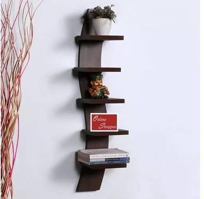 Onlineshoppee Floating 5 Tier MDF (Medium Density Fiber) Wall Shelf