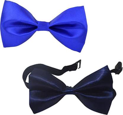 Qtsy Bow For Classy Look Blue And Navy Blue Solid Men Tie
