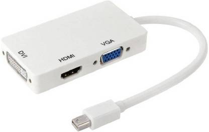 Smart Tech  TV-out Cable 3 in 1 Thunderbolt Mini DisplayPort to HDMI VGA DVI Cable (White)