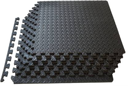 KOBO Puzzle Exercise Mat, EVA Foam Interlocking Tiles, Protective Flooring for Gym and Cushion for Workouts (6 Feet x 4 Feet) Black 12 mm Exercise & Gym Mat