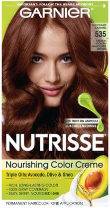 GARNIER Nutrisse Nourishing Hair Color Creme, 535 Medium Gold Mahogany Brown , Medium Golden Mahogany Brown